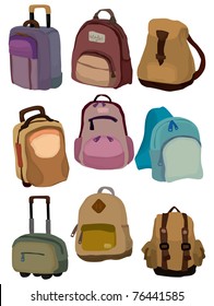 cartoon bag set icon