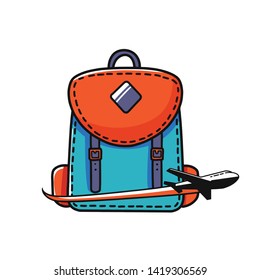 cartoon bag for travelling, cartoon vector