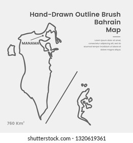 Cartoon Bahrain Map, Hand Drawn Bahrain Map, Doodle Bahrain Map Vector Outline Style Map Information