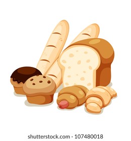 Cartoon Bakery Bread Set

