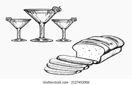 Cartoon baking ingredients. Bakery ingredients, baking flour vector illustration set. Pastry prepare cooking ingredients.