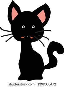 Cartoon balack cat vector illustration on white background