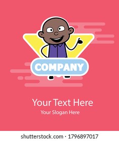 Cartoon Cartoon Bald Black in Company Brochure Character Design Illustration