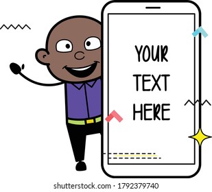 Cartoon Cartoon Bald Black with empty cell phone screen