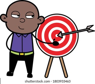 Cartoon Cartoon Bald Black showing dart-board goal