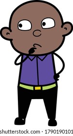 Cartoon Cartoon Bald Black thinking seriously