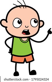 Caricatura de un niño calvo que dice algo de diseño de personajes Ilustración