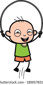 Cartoon Bald Boy Skipping Rope Character Design Illustration