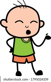 Cartoon Bald Boy Speaking Character Design Illustration