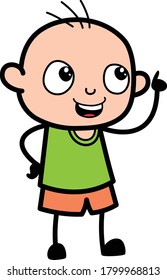 Cartoon Bald Boy Talking Happy Character Design Illustration
