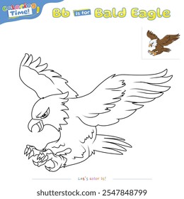 Cartoon bald eagle Coloring pages and learning the alphabet. Educational game for children. fun activities for children to play and learn.