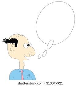 Cartoon of a bald man with conversation balloon - Vector and illustration