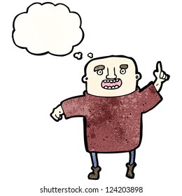 cartoon bald man with idea
