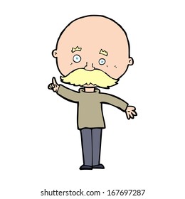 cartoon bald man with idea