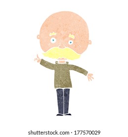 cartoon bald man with idea