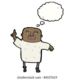 caricatura de calvo con idea