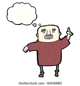 cartoon bald man with idea