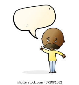 cartoon bald man with idea with speech bubble
