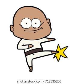 cartoon bald man karate kicking