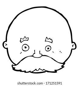 cartoon bald man with mustache