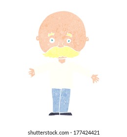cartoon bald man with open arms
