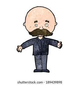 cartoon bald man with open arms