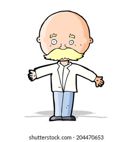 cartoon bald man with open arms