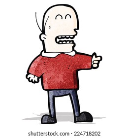 cartoon bald man pointing and laughing