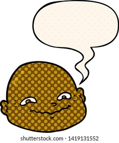 hombre calvo de dibujos animados con burbuja de discursos al estilo de un libro de historietas