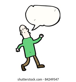 cartoon bald man with speech bubble