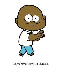 cartoon bald man staring