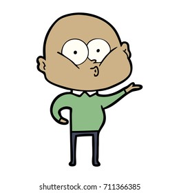 cartoon bald man staring