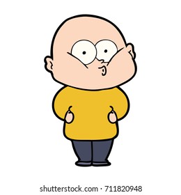 cartoon bald man staring
