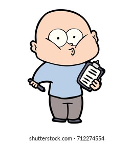 cartoon bald man staring