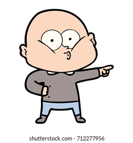 cartoon bald man staring