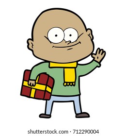 cartoon bald man staring