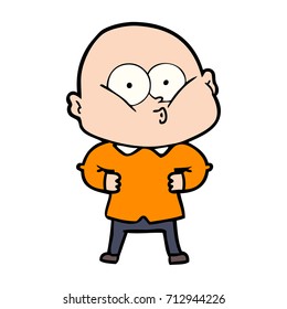 cartoon bald man staring