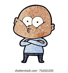 caricatura de un calvo mirando fijamente