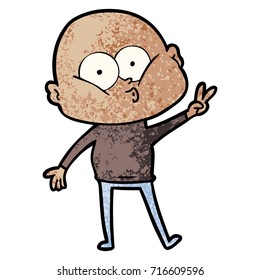 caricatura de un calvo mirando fijamente