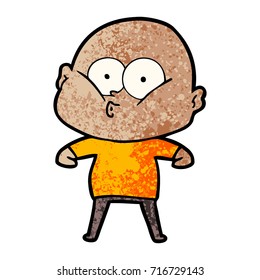 caricatura de un calvo mirando fijamente