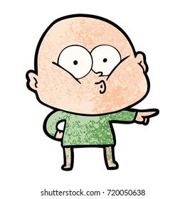 cartoon bald man staring
