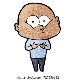 caricatura de un calvo mirando fijamente