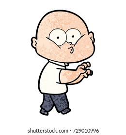 cartoon bald man staring