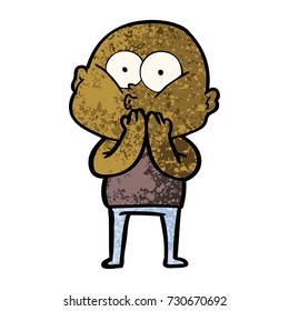 cartoon bald man staring