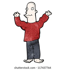 cartoon bald man waving arms