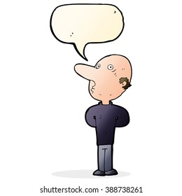 cartoon balding man with speech bubble