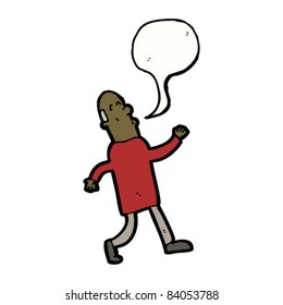cartoon balding man with speech bubble