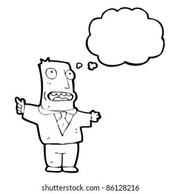 cartoon balding man with thought bubble