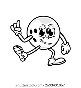 Bola de dibujos animados Mascota Carácter Diseño de Vector Negro Blanco