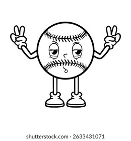 Cartoon Ball Mascot Character Vector Design Black White